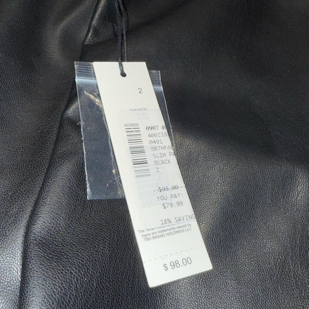 Black Faux Leather Leggings Tahari Size 2 NWT - Picture 3 of 8
